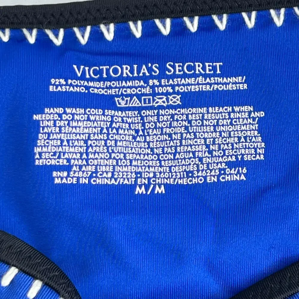 Victoria Secret Crochet Blue Bikini Bottoms Medium